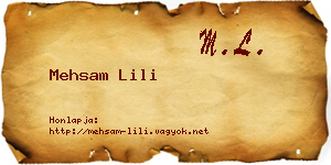 Mehsam Lili névjegykártya